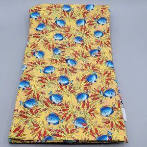 Tropical Fish and Coral Print Yellow Blue Red Cotton Fabric 3 Yards